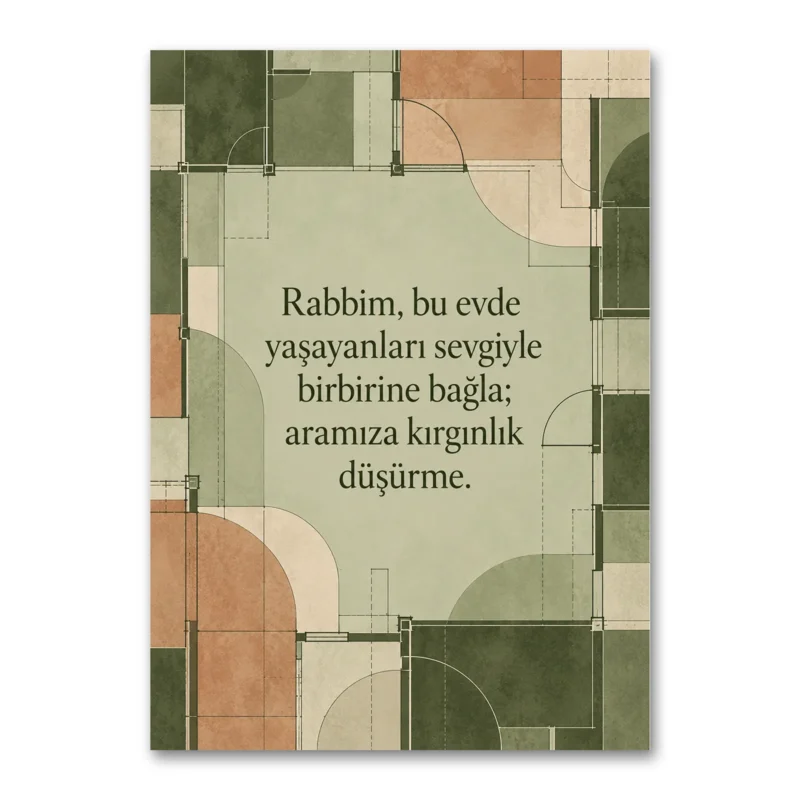 Bu Evde Sevgi ve Birlik Duası – Geometrik Kanvas Tablo