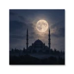 Dolunay Altında Cami Silüeti Kanvas Tablo