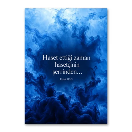Felak Suresi Hasetçinin Şerrinden Mavi Duman Dikey Kanvas Tablo