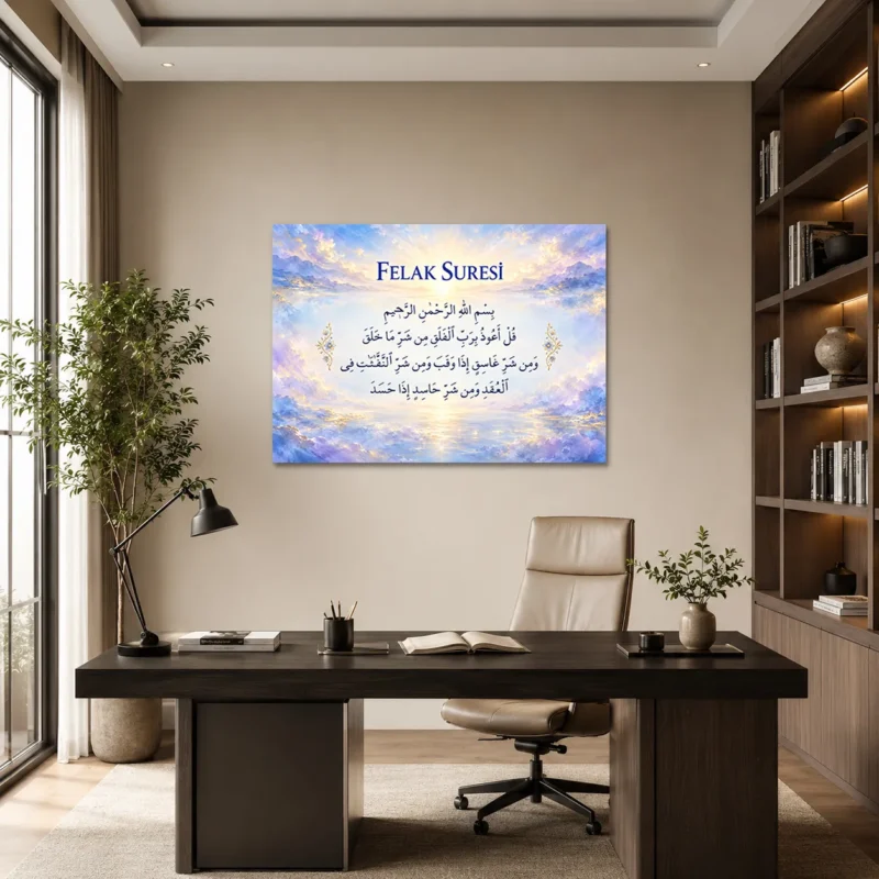 Felak Suresi – Işıltılı Gün Doğumu ve Pastel Bulutlar Kanvas Tablo - ürün görseli 1