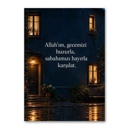 Gece Huzuru ve Hayırlı Sabah Duası – Dikey Kanvas Tablo