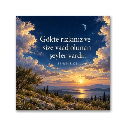 Gökte Rızkınız ve Size Vaad Olunanlar Zâriyât 51:22 Kanvas Tablo