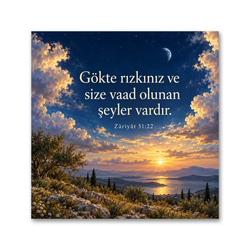 Gökte Rızkınız ve Size Vaad Olunanlar Zâriyât 51:22 Kanvas Tablo