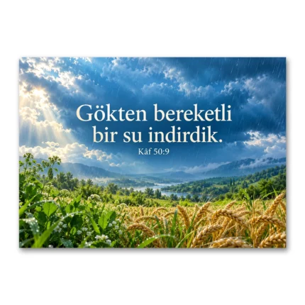 Gökten Bereket İnen Su Kâf 50:9 Kanvas Tablo