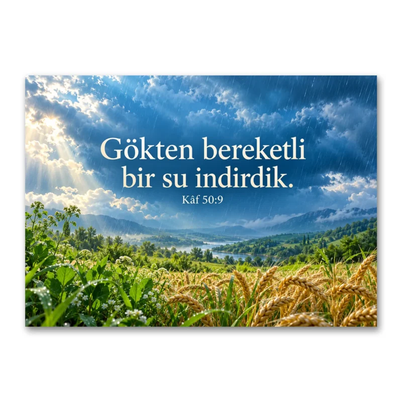 Gökten Bereket İnen Su Kâf 50:9 Kanvas Tablo
