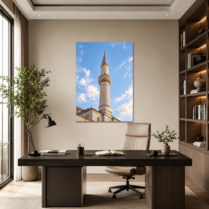 Gökyüzüne Yükselen Taş Minare Kanvas Tablo - ürün görseli 1