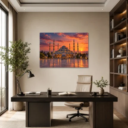 Gün Batımında Sultanahmet Camii Kanvas Tablo - ürün görseli 1
