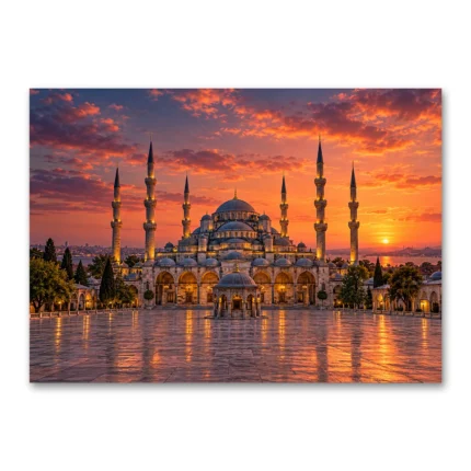 Gün Batımında Sultanahmet Camii Kanvas Tablo