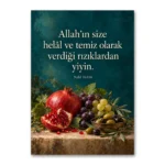 Helâl Rızık Nahl 16:114 Nar ve Üzüm Kanvas Tablo