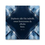 Hicr Suresi 9. Ayet Şüphesiz Zikri Biz İndirdik Lacivert Geometrik Kare Kanvas Tablo