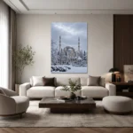Kar Altında Cami ve Minareler Kanvas Tablo - ürün görseli 2