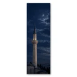 Minare ve Hilal Gökyüzü Dikey Panoramik Kanvas Tablo