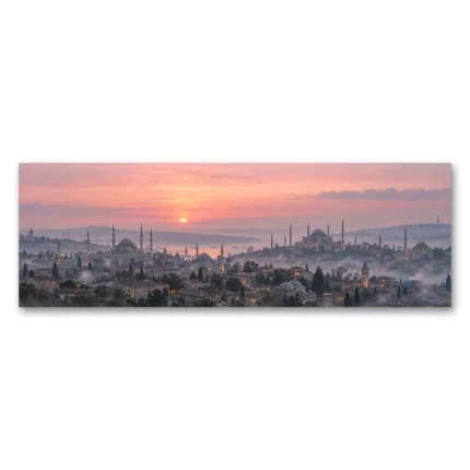 Şehrin Üzerinde Minareler Panoramik Kanvas Tablo