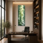Sisli Bambu Ormanı Uzak Doğu Dikey Panoramik Kanvas Tablo - ürün görseli 1