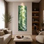 Sisli Bambu Ormanı Uzak Doğu Dikey Panoramik Kanvas Tablo - ürün görseli 2