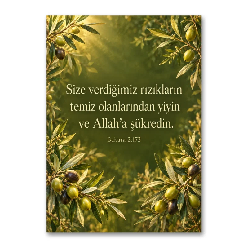 Temiz Rızık ve Şükür Bakara 2:172 Kanvas Tablo