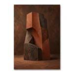 Terracotta Geometrik Heykel Toprak Tonlu Kanvas Tablo