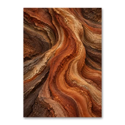 Terracotta Katmanlar Dikey Toprak Tonlu Kanvas Tablo
