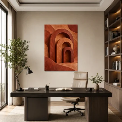 Terracotta Kemerler Dikey Toprak Tonlu Kanvas Tablo - ürün görseli 1