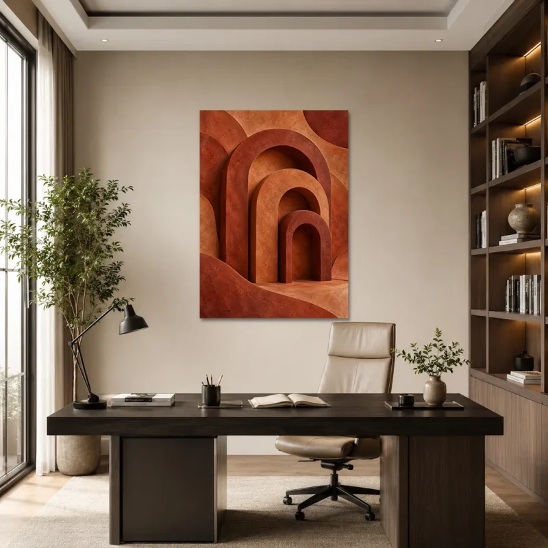Terracotta Kemerler Dikey Toprak Tonlu Kanvas Tablo - ürün görseli 1