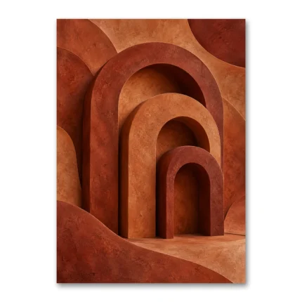 Terracotta Kemerler Dikey Toprak Tonlu Kanvas Tablo