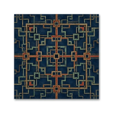 Uzak Doğu Geometrik Motifleri Kanvas Tablo