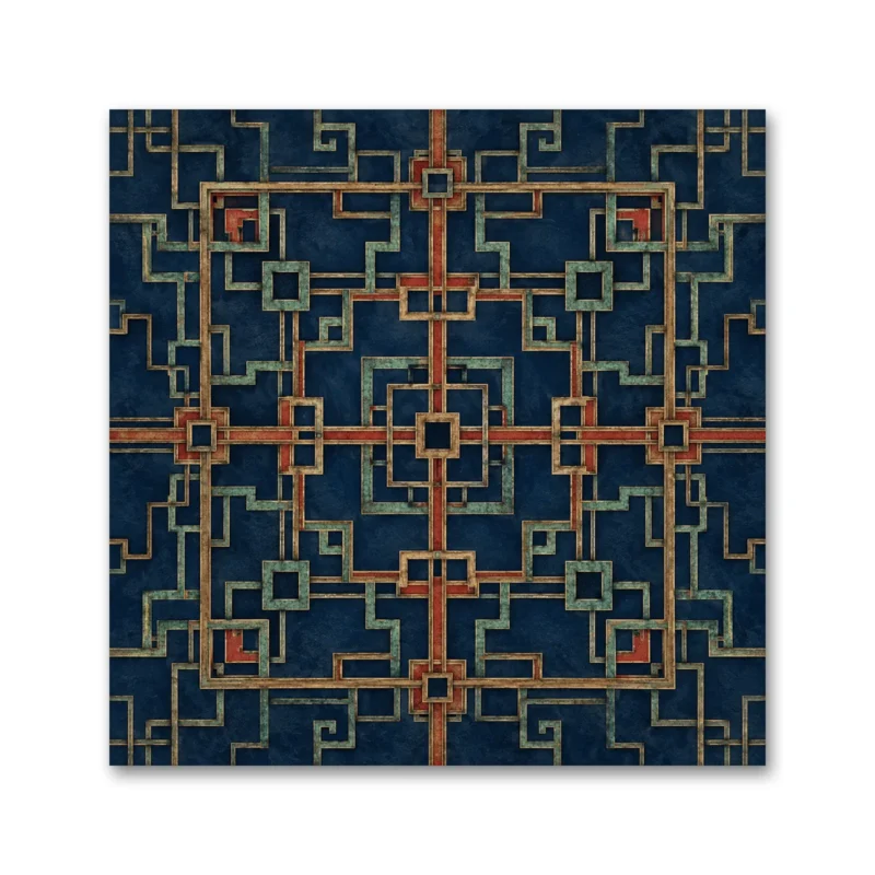 Uzak Doğu Geometrik Motifleri Kanvas Tablo