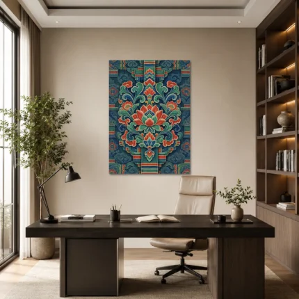 Uzak Doğu Lotus Motifleri Kanvas Tablo - ürün görseli 1