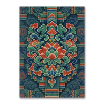 Uzak Doğu Lotus Motifleri Kanvas Tablo