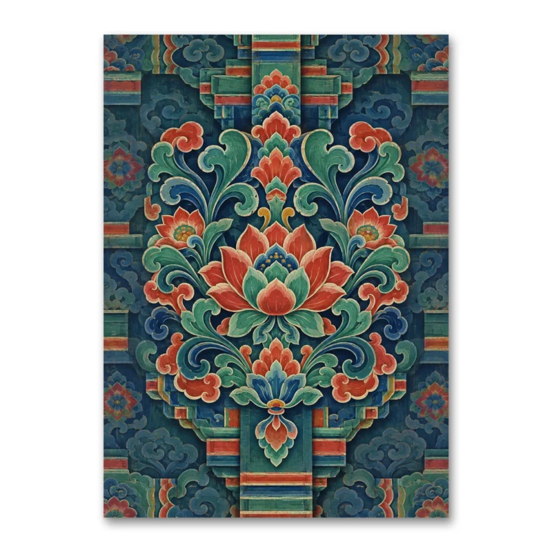 Uzak Doğu Lotus Motifleri Kanvas Tablo
