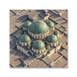 Yeşil Kubbeli Cami Kuş Bakışı Kanvas Tablo
