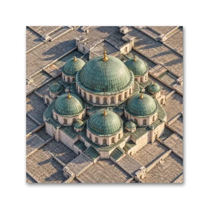 Yeşil Kubbeli Cami Kuş Bakışı Kanvas Tablo