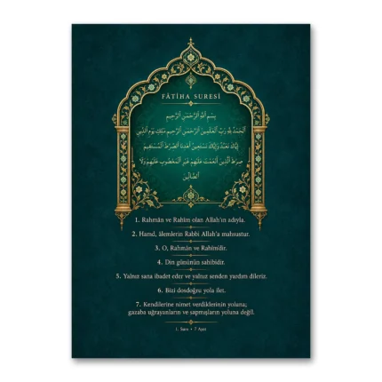 Zümrüt Mihrab Fatiha Suresi Kanvas Tablo