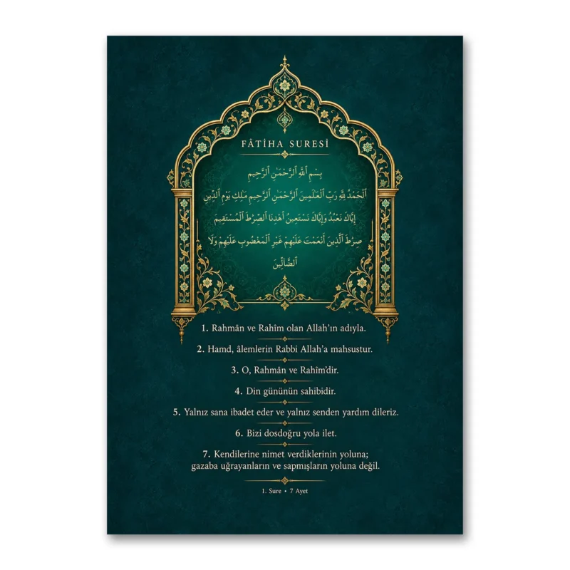 Zümrüt Mihrab Fatiha Suresi Kanvas Tablo